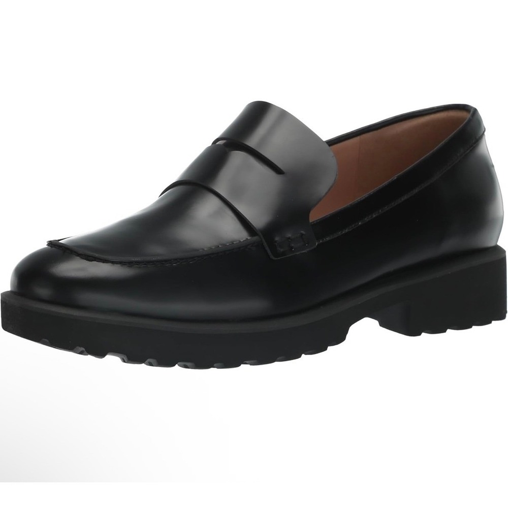 Cole Haan Geneva Loafer Black Box Leather Lug Sole Penny Loafers Womens 7 Wide